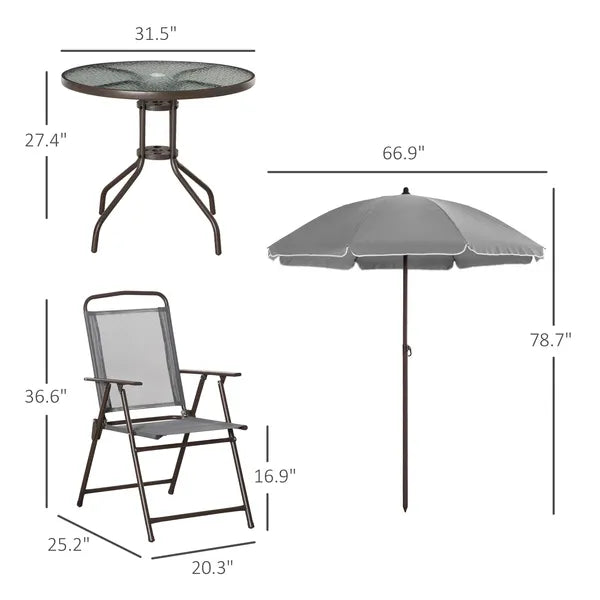 Garden Soiree: 6-Piece Gray Patio Dining Set with Umbrella and Glass Table - product image 3