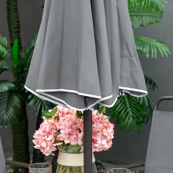 Garden Soiree: 6-Piece Gray Patio Dining Set with Umbrella and Glass Table - product image 9