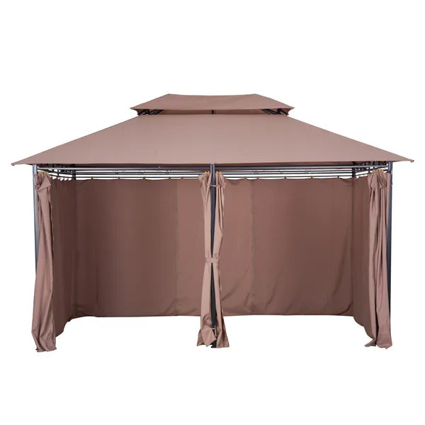 Outsunny Gazebo 10x13 Khaki with Curtains Vented Roof and Steel Frame for Outdoor Use - product image 11