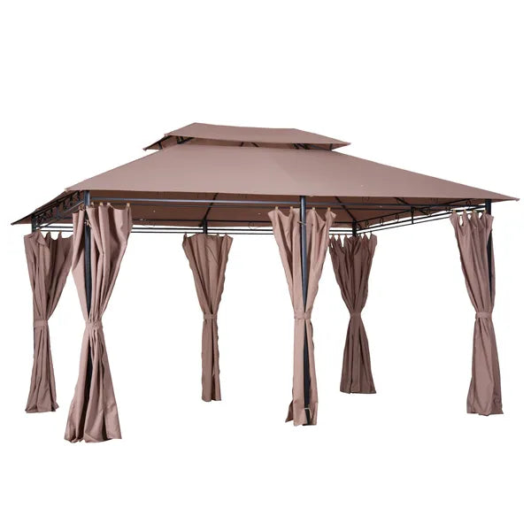 Outsunny Gazebo 10x13 Khaki with Curtains Vented Roof and Steel Frame for Outdoor Use - product image 1