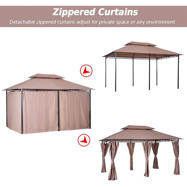 Outsunny Gazebo 10x13 Khaki with Curtains Vented Roof and Steel Frame for Outdoor Use - product image 5