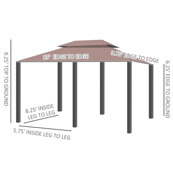Outsunny Gazebo 10x13 Khaki with Curtains Vented Roof and Steel Frame for Outdoor Use - product image 3