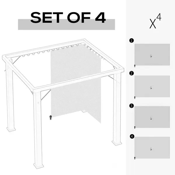 Gazebo Enclosure Set: 9.84' x 13.1' Light Gray 4 Panels with 48 Hooks and Rings for Pergolas - product image 4