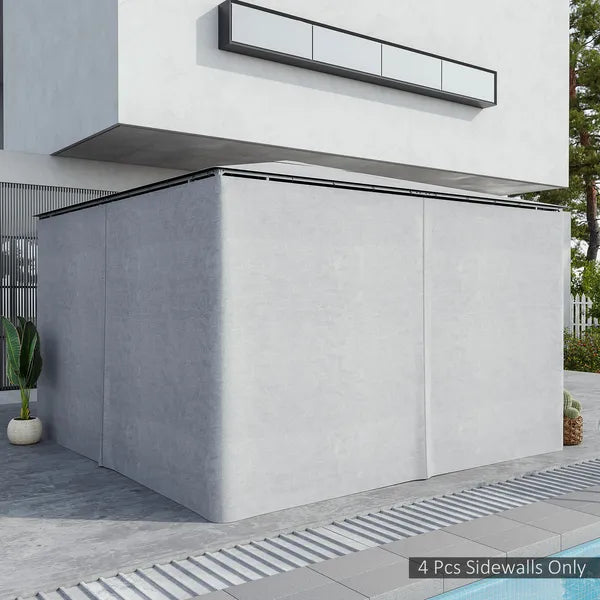Gazebo Enclosure Set: 9.84' x 13.1' Light Gray 4 Panels with 48 Hooks and Rings for Pergolas - product image 10