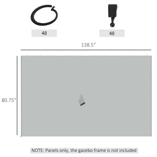 Gazebo Enclosure Set: 9.84' x 13.1' Light Gray 4 Panels with 48 Hooks and Rings for Pergolas - product image 3