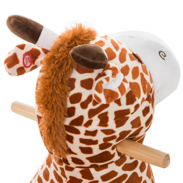 Giraffe Plush Wooden Rocking Horse, Animal Chair with Sound, Brown, for Boys and Girls - product image 8