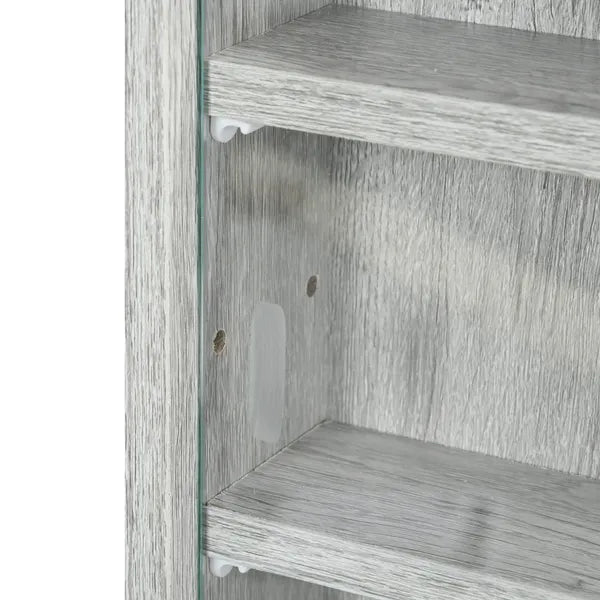 HOMCOM Glass Display Cabinet 5-Tier Wall-Mounted Adjustable Shelves 2 Doors Modern Gray - product image 8