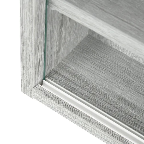HOMCOM Glass Display Cabinet 5-Tier Wall-Mounted Adjustable Shelves 2 Doors Modern Gray - product image 9