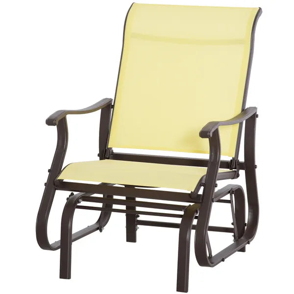 Glider Rocking Chair Outdoor with Steel Frame and Mesh Fabric for Backyard, Garden and Porch, Beige - product image 11