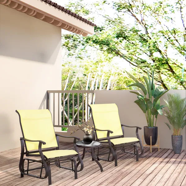 Glider Rocking Chair Outdoor with Steel Frame and Mesh Fabric for Backyard, Garden and Porch, Beige - product image 2