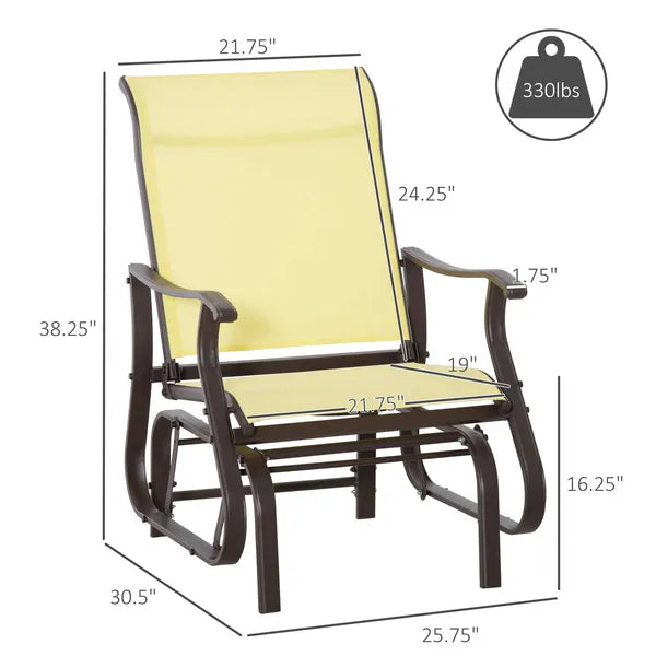 Glider Rocking Chair Outdoor with Steel Frame and Mesh Fabric for Backyard, Garden and Porch, Beige - product image 3