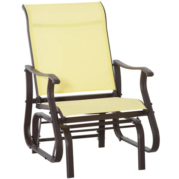 Glider Rocking Chair Outdoor with Steel Frame and Mesh Fabric for Backyard, Garden and Porch, Beige - product image 1
