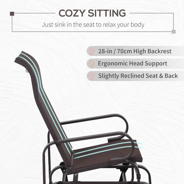 Outsunny Gliding Lounger Chair, Outdoor Swinging Chair with Smooth Rocking Arms and Lightweight Construction for Patio Backyard, Brown - product image 5