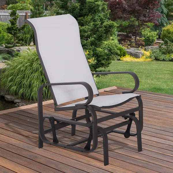 Outsunny Gliding Lounger Chair, Outdoor Swinging Chair with Smooth Rocking Arms and Lightweight Construction for Patio Backyard, Cream White - product image 2