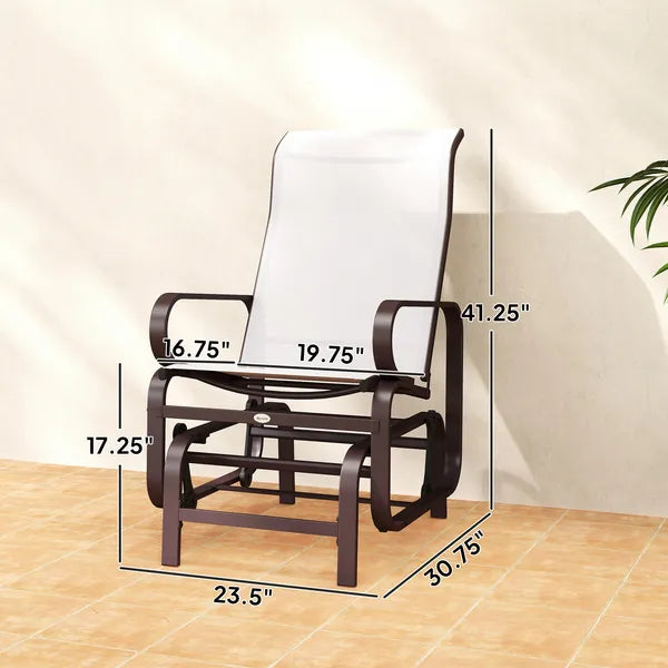 Gliding Lounger Chair Set of 2, Single Rockers with Lightweight Metal and Mesh Construction, Beige - product image 3