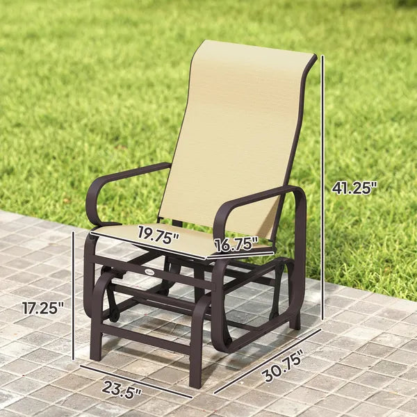 Gliding Lounger Chair Set of 2, Single Rockers with Lightweight Metal and Mesh Construction, Khaki - product image 3
