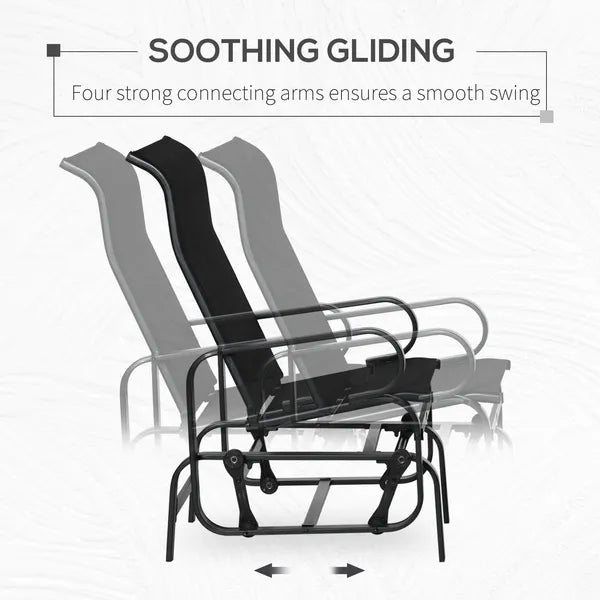 Outsunny Gliding Relaxation: Lightweight Black Outdoor Glider Rocker with Smooth Rocking Arms - product image 4
