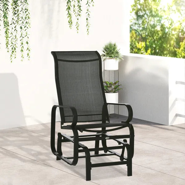 Outsunny Gliding Relaxation: Lightweight Black Outdoor Glider Rocker with Smooth Rocking Arms - product image 7