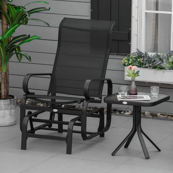 Outsunny Gliding Relaxation: Lightweight Black Outdoor Glider Rocker with Smooth Rocking Arms - product image 2