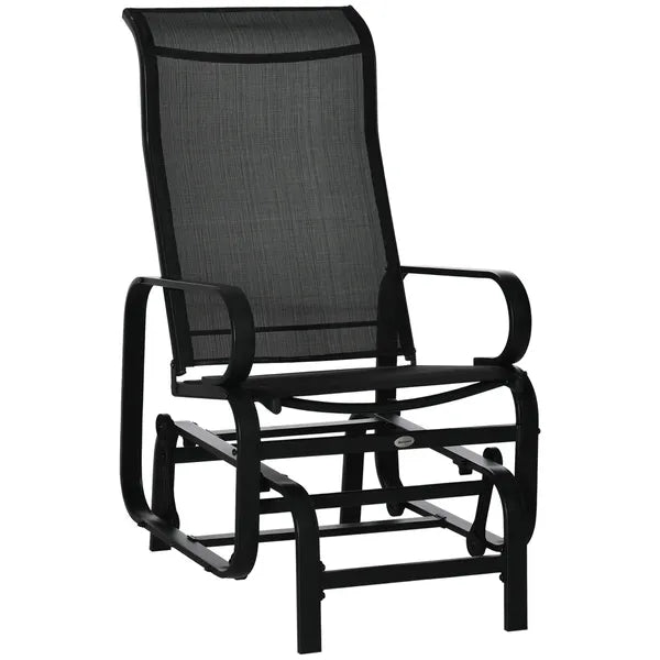 Outsunny Gliding Relaxation: Lightweight Black Outdoor Glider Rocker with Smooth Rocking Arms - product image 1