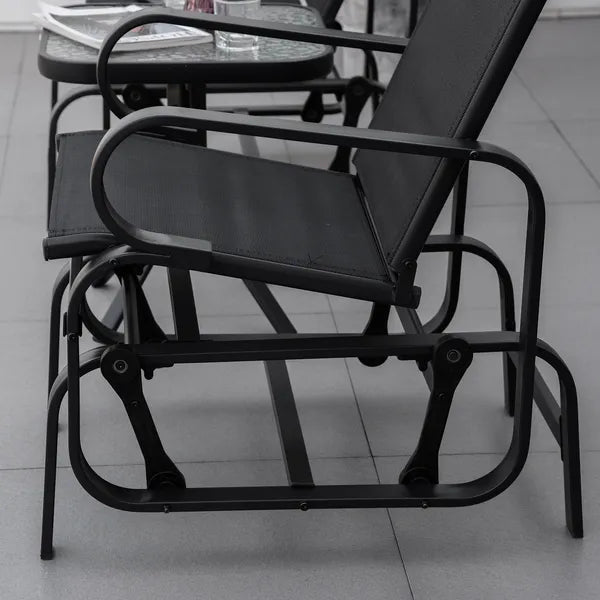 Outsunny Gliding Relaxation: Lightweight Black Outdoor Glider Rocker with Smooth Rocking Arms - product image 10