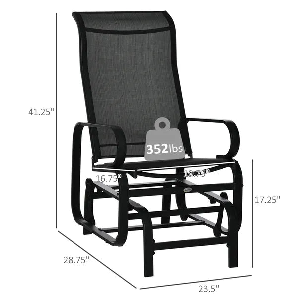 Outsunny Gliding Relaxation: Lightweight Black Outdoor Glider Rocker with Smooth Rocking Arms - product image 3