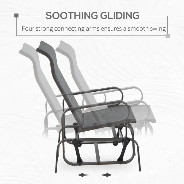 Outsunny Gliding Rocking Chair, Patio Swinging Chair with Smooth Rocking Arms and Lightweight Construction for Patio Backyard, Gray - product image 4