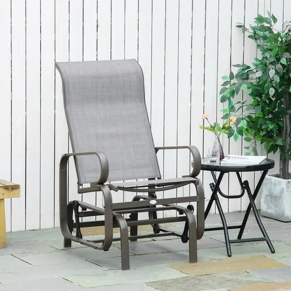 Outsunny Gliding Rocking Chair, Patio Swinging Chair with Smooth Rocking Arms and Lightweight Construction for Patio Backyard, Gray - product image 2