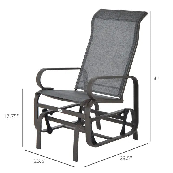 Outsunny Gliding Rocking Chair, Patio Swinging Chair with Smooth Rocking Arms and Lightweight Construction for Patio Backyard, Gray - product image 3