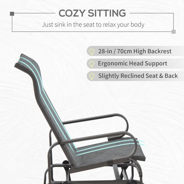 Outsunny Gliding Rocking Chair, Patio Swinging Chair with Smooth Rocking Arms and Lightweight Construction for Patio Backyard, Gray - product image 5