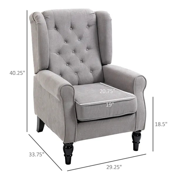 Gray Fabric Tufted Club Accent Chair with Removable Cushion, Wooden Legs - product image 3