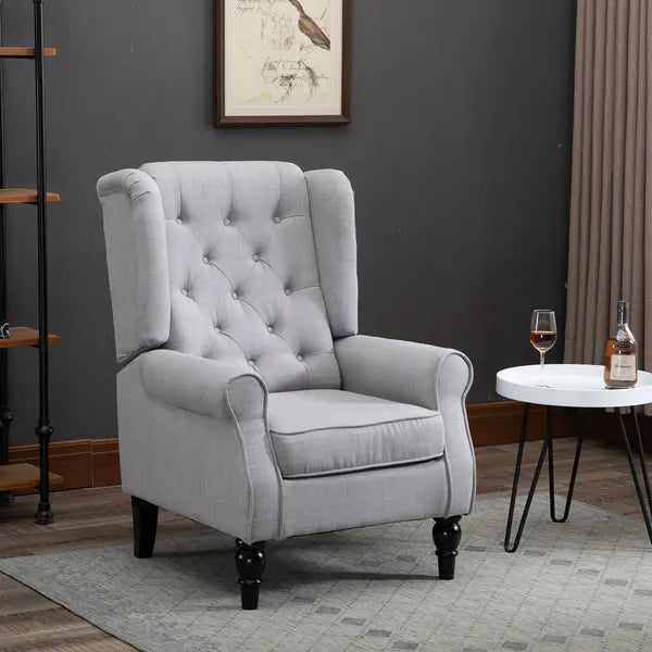 Gray Fabric Tufted Club Accent Chair with Removable Cushion, Wooden Legs - product image 10