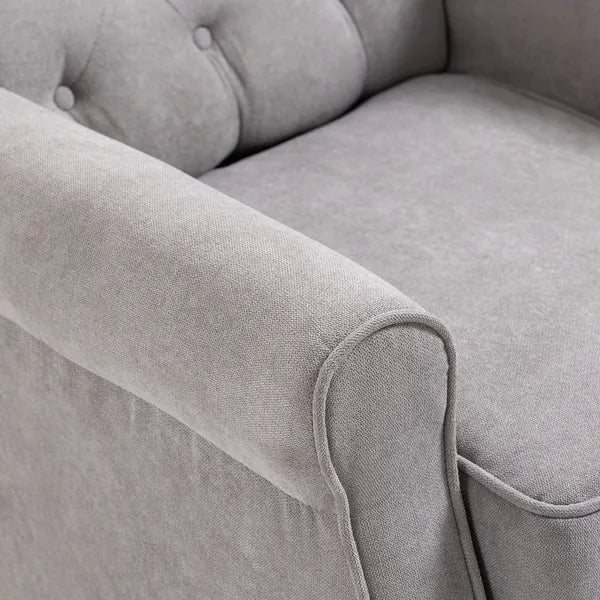 Gray Fabric Tufted Club Accent Chair with Removable Cushion, Wooden Legs - product image 9