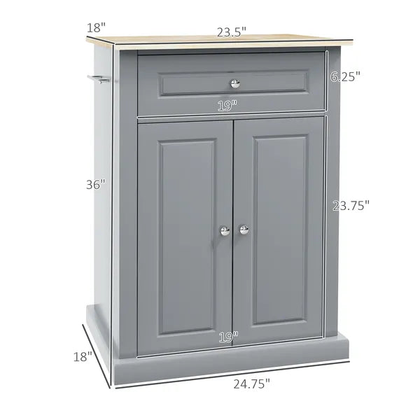 Gray Kitchen Cart, Rolling Island with Drawer, Adjustable Shelf and 2 Towel Racks - product image 3