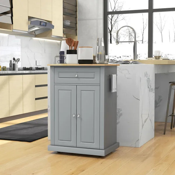 Gray Kitchen Cart, Rolling Island with Drawer, Adjustable Shelf and 2 Towel Racks - product image 2