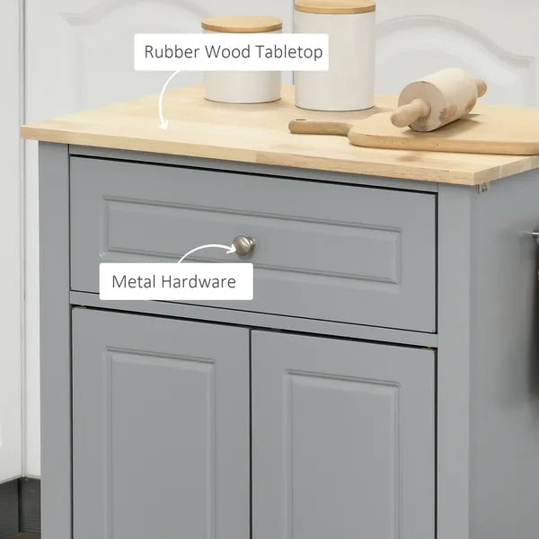 Gray Kitchen Cart, Rolling Island with Drawer, Adjustable Shelf and 2 Towel Racks - product image 6