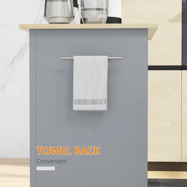 Gray Kitchen Cart, Rolling Island with Drawer, Adjustable Shelf and 2 Towel Racks - product image 8