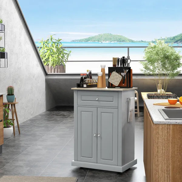 Gray Kitchen Cart, Rolling Island with Drawer, Adjustable Shelf and 2 Towel Racks - product image 10