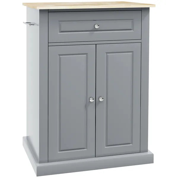 Gray Kitchen Cart, Rolling Island with Drawer, Adjustable Shelf and 2 Towel Racks - product image 1