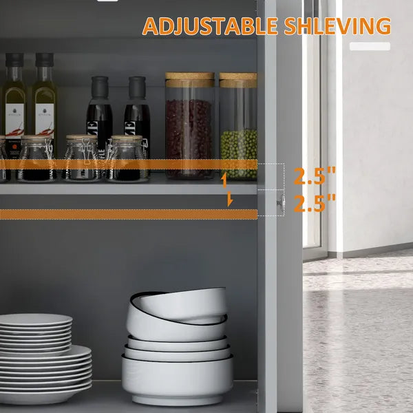 Gray Kitchen Cart, Rolling Island with Drawer, Adjustable Shelf and 2 Towel Racks - product image 7