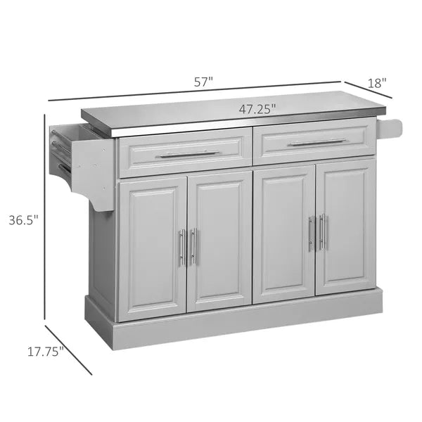 HOMCOM Gray Kitchen Companion Cart, with Stainless Top, Drawers, Racks and Cabinets on Wheels - product image 3
