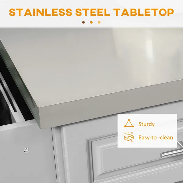 HOMCOM Gray Kitchen Companion Cart, with Stainless Top, Drawers, Racks and Cabinets on Wheels - product image 5