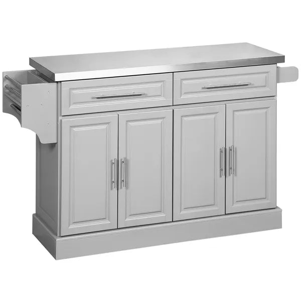 HOMCOM Gray Kitchen Companion Cart, with Stainless Top, Drawers, Racks and Cabinets on Wheels - product image 11