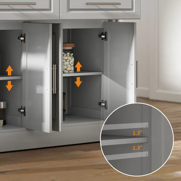 HOMCOM Gray Kitchen Companion Cart, with Stainless Top, Drawers, Racks and Cabinets on Wheels - product image 8