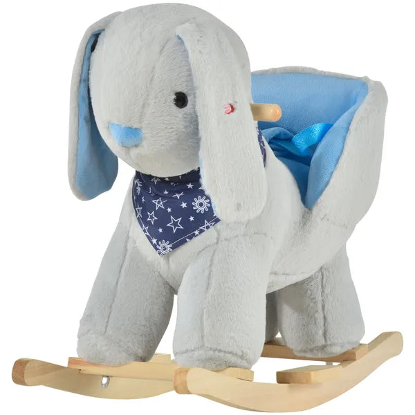 Qaba Plush Rocking Rabbit with Cradlesong Gray for Ages 18-36 Months - product image 1