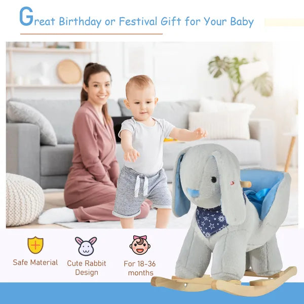 Qaba Plush Rocking Rabbit with Cradlesong Gray for Ages 18-36 Months - product image 6