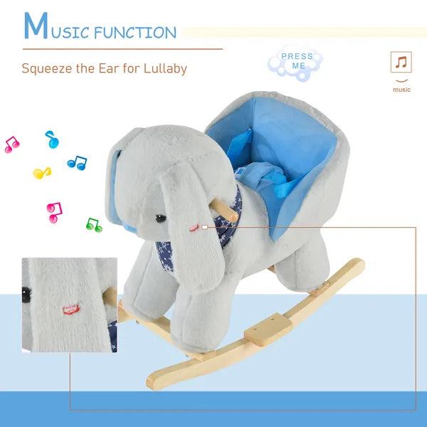 Qaba Plush Rocking Rabbit with Cradlesong Gray for Ages 18-36 Months - product image 5