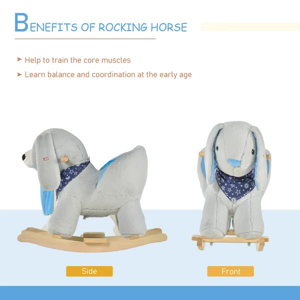 Qaba Plush Rocking Rabbit with Cradlesong Gray for Ages 18-36 Months - product image 4