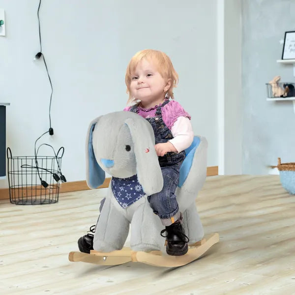 Qaba Plush Rocking Rabbit with Cradlesong Gray for Ages 18-36 Months - product image 8