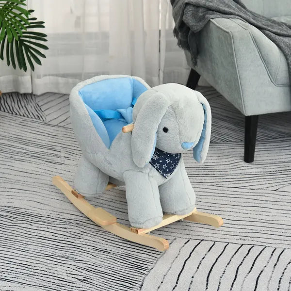 Qaba Plush Rocking Rabbit with Cradlesong Gray for Ages 18-36 Months - product image 2